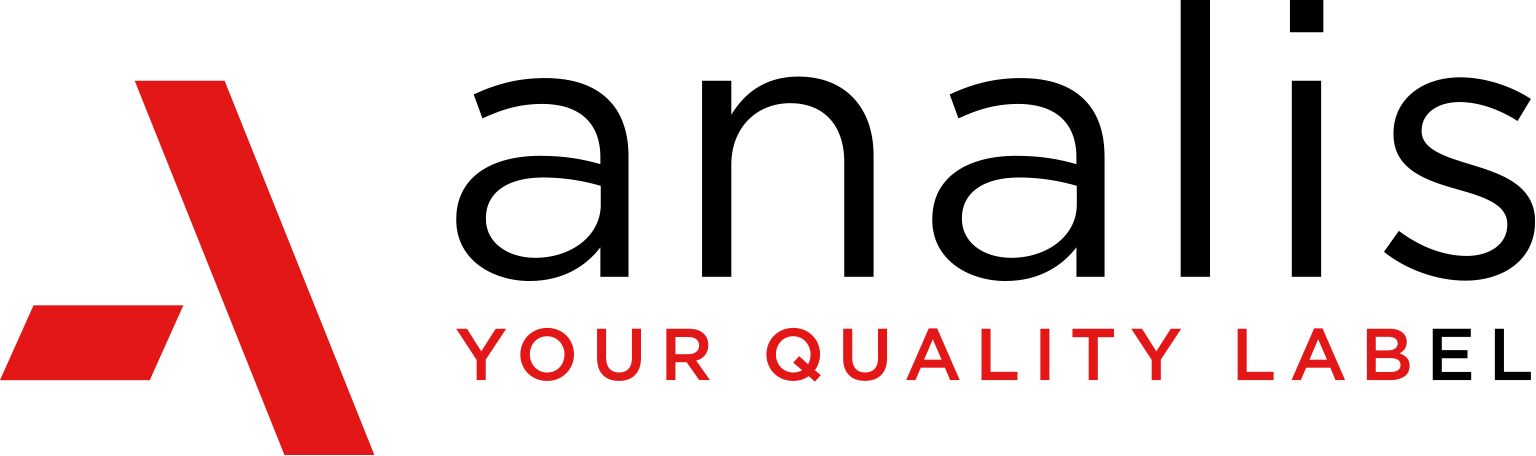 ANALIS_logo_qu-pos Logo avec un grand "A" rouge à gauche et le texte noir "analis" suivi du slogan rouge "YOUR QUALITY LABEL".