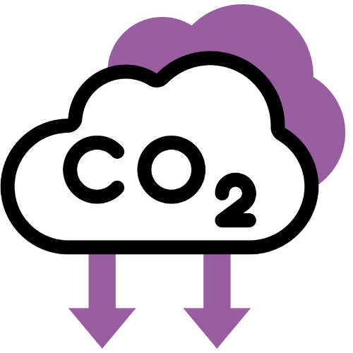 Nuage violet avec deux flèches vers le bas en dessous, sur fond transparent.