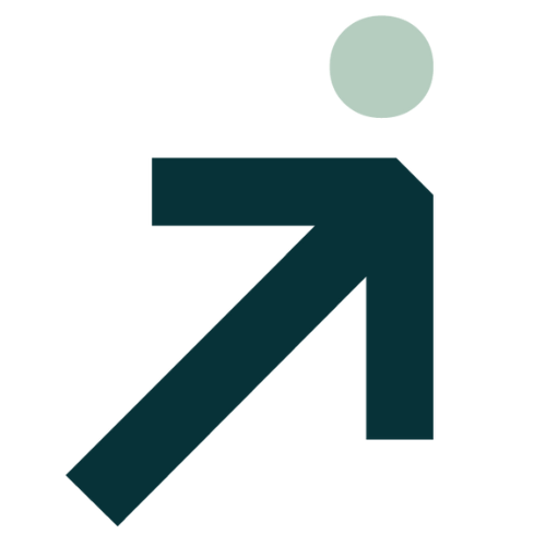 Une flèche verte pointant vers le haut à droite avec un cercle vert clair au-dessus, sur fond transparent.